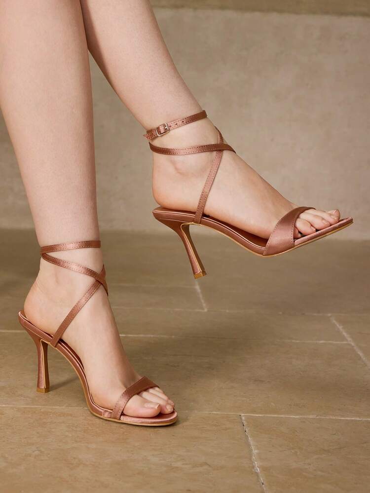 WOMEN'S MINIMALIST FASHION ANKLE STRAP HIGH HEEL SANDALS, SUMMER FOR CHRISTMAS SPRING SHOES SUMMER SHOES
