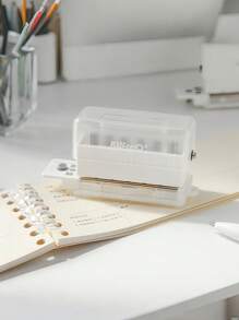 1 pieza Perforadora portátil multipunto con 6 orificios, diseñada con contenedor de residuos y regla, máquina perforadora de papel con tapa trasera - transparente - Ver 4