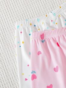 2pcs Young Girl Floral, Star & Heart Print Contrast Trim Camisole With Shorts Pajama Set, Fashionable & Simple Flared Pants Sets Summer Girl Clothes Clothes Summer Holiday Travel Releax Summer Clothes - Multicolor - View 6