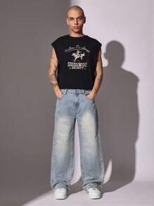 SUMWON Sleeveless Tank Retro Western Cowboy Society Graphic Print T-Shirt Festival Streetwear Muscle Tank Top Vintage Summer Athletic Workout Vest