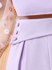 2pcs Vacation Chiffon Tank Top & Pants Set For Teen Girls - Dusty Purple - View 5