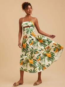Travachic 热带叶印花无袖休闲度假连衣裙，女士夏季服装，热带度假女装，夏季，女士度假服装，女士夏季连衣裙 - 綠色 - 查看 4