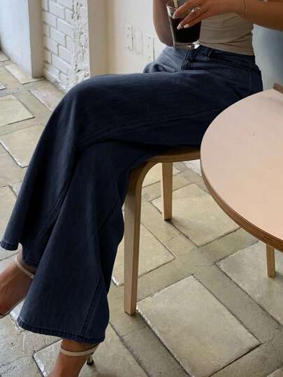 DAZY 女式加大码宽松阔腿长牛仔裤