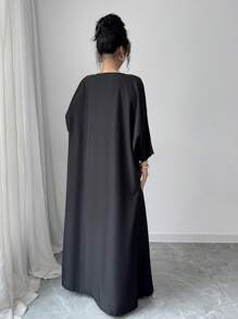 Chiquease Women's Fashionable V-Neck Long Sleeve Pearl Embellished Maxi Dress - Black - View 4