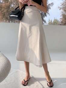 DAZY Women's Solid Color Mid-Length Umbrella Skirt