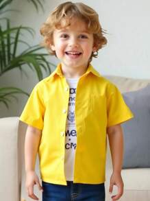 SHEIN Young Boy Toddler Boys Patched Pocket Shirt Without Tee