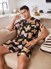 CoupledUp Ensemble de vêtements de détente pour hommes avec motif d'ours