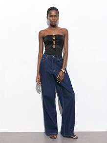 Maija 新款春夏黑色金属圆珠腰部都市度假现代优雅浪漫女士紧身衣适合外出节日派对音乐节老款风格