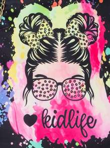 Tween Girl Cartoon Girl Print Summer Dress, School, Campus, College - Multicolor - View 7