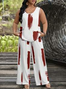 EMERY ROSE 2 件套女士加大码圆领无袖上衣和短裤套装，适合夏季