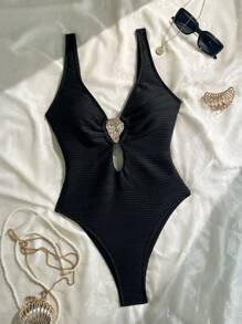 Swim Chiccia Traje de baño de una sola pieza sin costuras, tipo bandeau, blanco, sexy y casual para vacaciones en la playa para mujer