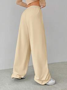 SHEIN Tall Soft White Knitted Home Baggy Pants, Loose Pants - Apricot - View 2