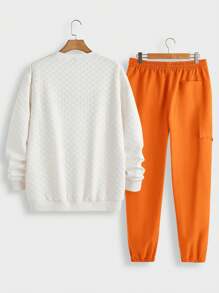 Manfinity Homme 2pcs Men's Contrast Color Pocket Hoodie & Utility Pants Set