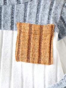 SHEIN 2 件套新生儿休闲彩色口袋舒适条纹针织圆领长袖 T 恤和松紧腰裤套装，适合春秋冬季