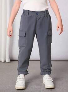 少年男童翻蓋式口袋側式貨褲