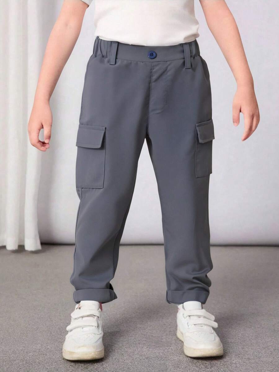 少年男童翻蓋式口袋側式貨褲