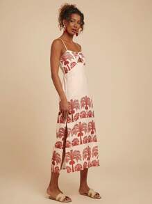 Travachic Váy ngủ in họa tiết nhiệt đới cho kỳ nghỉ thường ngày, trang phục mùa hè cho phụ nữ, trang phục phụ nữ đi nghỉ nhiệt đới, mùa hè, trang phục nghỉ mát cho phụ nữ, váy mùa hè cho phụ nữ - Màu be - Xem 5