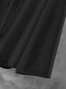 Linhara 2pcs/Set Women Plus Size Solid Color Front Tie Long Sleeve Top And Wide Leg Pants, Casual Outfit Fall Cloth For Women