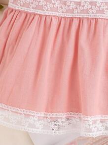 Baby Mädchen süß & liebenswert rosa Spitzen-Saum Eleganz Kleid, Sommer - Pink - Übersicht 8