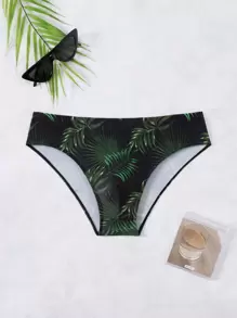 Surfspeed Men's Tropical Leaves Print Swim Briefs,Hawaiian