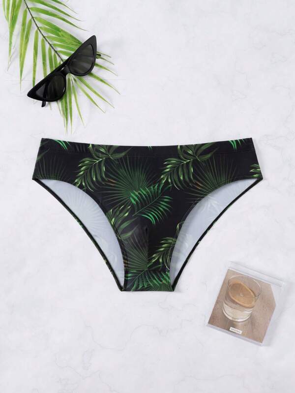 Surfspeed Men's Tropical Leaves Print Swim Briefs,Hawaiian