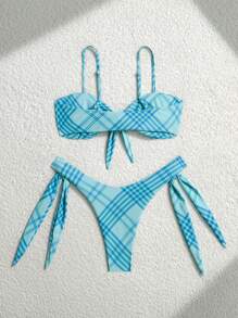 SHEIN Swim Printed Two Pieces Swimwear, Spring Break Design (Pattern Random) For Summer Beach Vacation - Multicolor - View 2