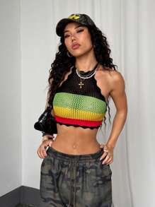 StreetHx Streetwear Women's Multi-Color Off Shoulder Cropped Tank Tops, Sleeveless Knit Camisole For Spring/Summer - Multicolor - View 5