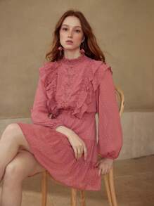 MOTF PREMIUM Vestido con volantes y estampado de lunares suizos - Rojo - Ver 1