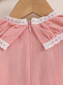 Baby Mädchen süß & liebenswert rosa Spitzen-Saum Eleganz Kleid, Sommer - Pink - Übersicht 4