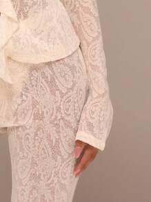 MUSERA Lace Flared Fitted Trousers Western Ibiza Vacation Summer Beachwear Cute Sexy Festival S Party Holiday - Cream - View 5