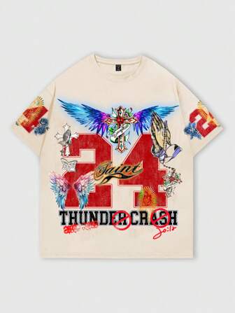 Prep Herren Anime-bedrucktes Kurzarm T-Shirt, geeignet für den täglichen Gebrauch, Frühling/Sommer
