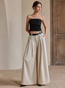 Anewsta Elaire 女式阔腿裤，宽松休闲优雅长裤，百搭“老钱”风格