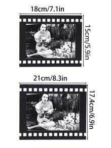 SHEIN 5 stuks zwarte 4"X6" / 5"X7" retro filmstijl decoratieve fotolijsten, lichtgewicht fotografische achtergrond