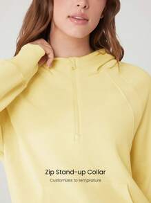 GLOWMODE Modal Silk Touch Oversized Long Sleeve Half-Zip Sweatshirt Valentine's Day - French Vanilla - View 3