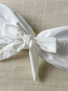 Swim Basics Women's Solid Color Strapless Metal Ornament Sexy One-Piece Bikini Top, Suitable For Spring Break For Summer Beach Vacation - White - View 5