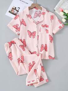 Spring Girls' Floral Knitted Cardigan With Pockets & Rompers Two Pieces Outfit, Casual Loungewear,Summer,Travel - Baby Pink - View 6