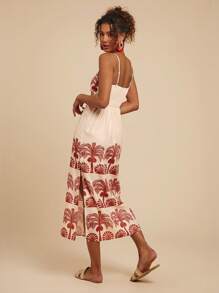 Travachic Váy ngủ in họa tiết nhiệt đới cho kỳ nghỉ thường ngày, trang phục mùa hè cho phụ nữ, trang phục phụ nữ đi nghỉ nhiệt đới, mùa hè, trang phục nghỉ mát cho phụ nữ, váy mùa hè cho phụ nữ - Màu be - Xem 2