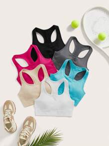Easithlete 6 件纯色高弹力运动胸罩