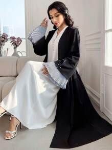 Al Najma 女士纯色前扣长袖简约长袍，端庄长袍