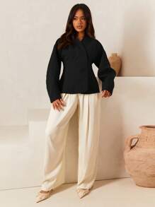 Athîral 女式纯色落肩长袖休闲夹克，秋冬