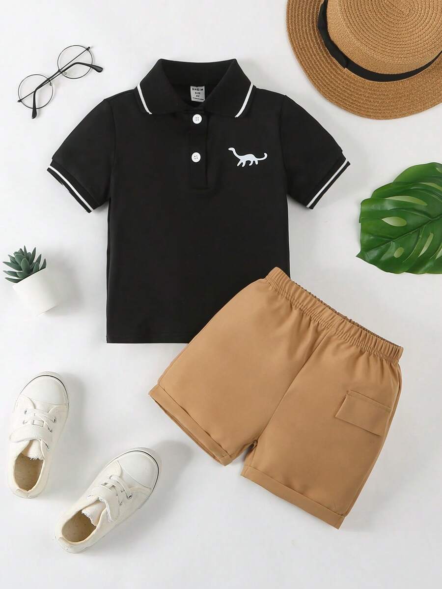 Ensemble de 2 pièces pour jeunes garçons d'été, nouvelle mode vêtements pour enfants. Costume garçon bébé avec haut manches courtes, tenue d'été stylée pour enfants