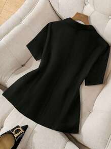 Regalyn Blazer femme grande taille à manches courtes avec poche décorée, décontracté et confortable, convient pour le port quotidien et les déplacements