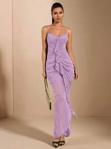 SHEIN BAE Abito bustier aderente con volant eleganti