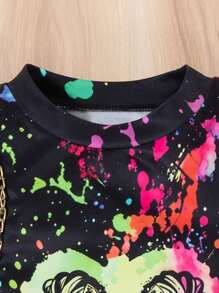 Tween Girl Cartoon Girl Print Summer Dress, School, Campus, College - Multicolor - View 5