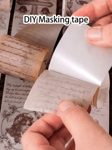 1 件复古邮票诗歌集和纸胶带贴纸适用于创意 DIY 剪贴簿、信封和袋子密封装饰剪贴簿用品剪贴簿用品教室返校