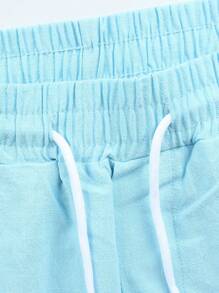 Manfinity RSRT Men's Solid Color Drawstring Waist Tapered Pleated Casual Pants Linen Pants For Men Men Linen Bottoms Linen Pants Men Men Linen Pants Loose Pants For Men