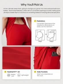 GLOWMODE FeatherFit™-Air Peekaboo 日常内置短裤口袋防滑连衣裙轻度支撑低冲击瑜伽工作室春季连衣裙夏季速干吸湿排汗 - Fiery Red - 查看 2