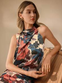 SHEIN Clasi Women's Elegant Floral Midi Dress - Multicolor - View 5