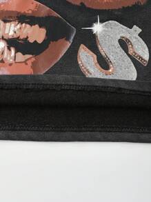 ROMWE MEN Street Life Camiseta de tirantes de ajuste corto para hombre con estampado lavado de labios y dientes - Negro - Ver 4