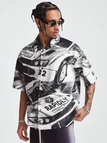 Manfinity VCAY 男士数码印花宽松梭织短袖衬衫